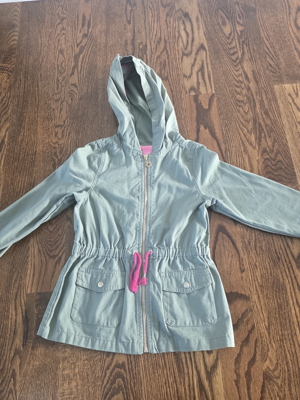 Isaac Mizrahi Mint Hooded Kids Jacket with Pink Drawcord
